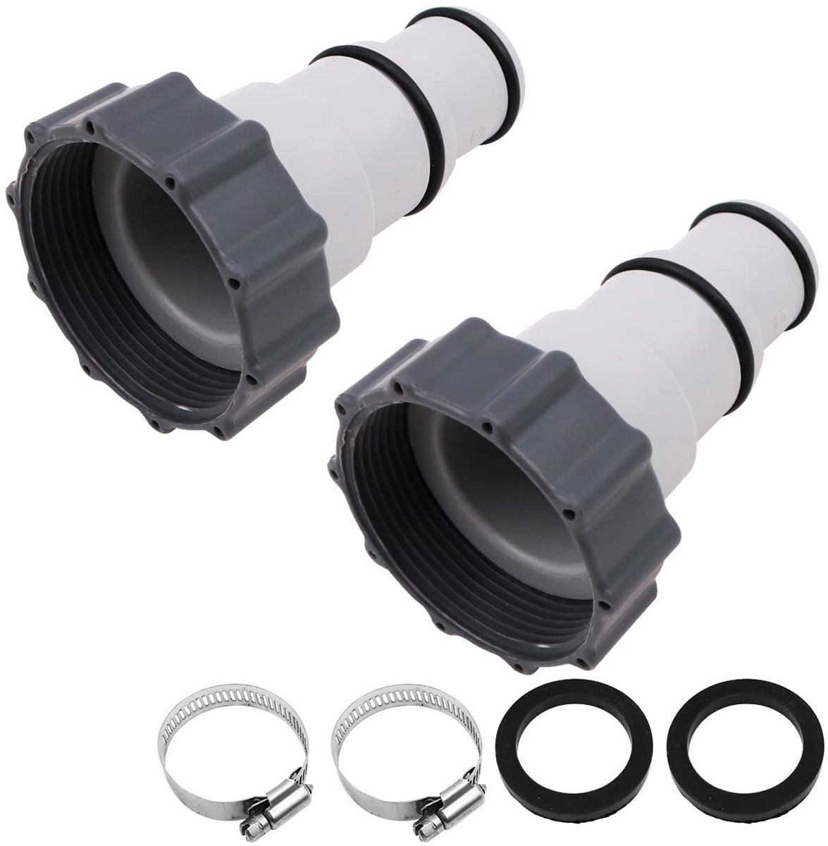 aladdien - Slangadapter - 2-pack slangadapter voor Intex zwembad - Vervangingsset voor schroefdraadpompen - 1,5 inch tot 1,2 inch - Waterdichte adap...