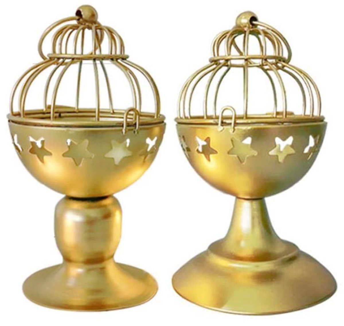 Dailygoods - Messing Kaarsenhouder Set van 2 - Decoratieve Lantaarns voor Woondecoratie