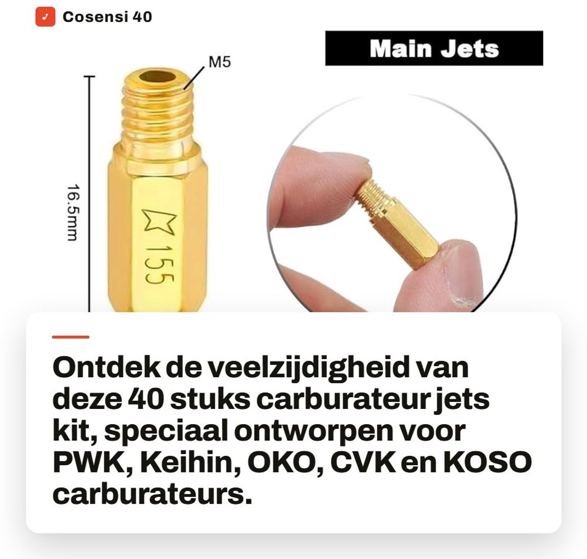 Dailygoods- Carburateur Jets Kit 40 Stuks - Hoofdstralen #100/#140 - Langzame Pilotenjets #32/#55 - Carburateur Reinigingsborstel Kit - Massief Messing - Voor PWK Keihin/OKO/CVK/KOSO - Carburateur Sproeiers