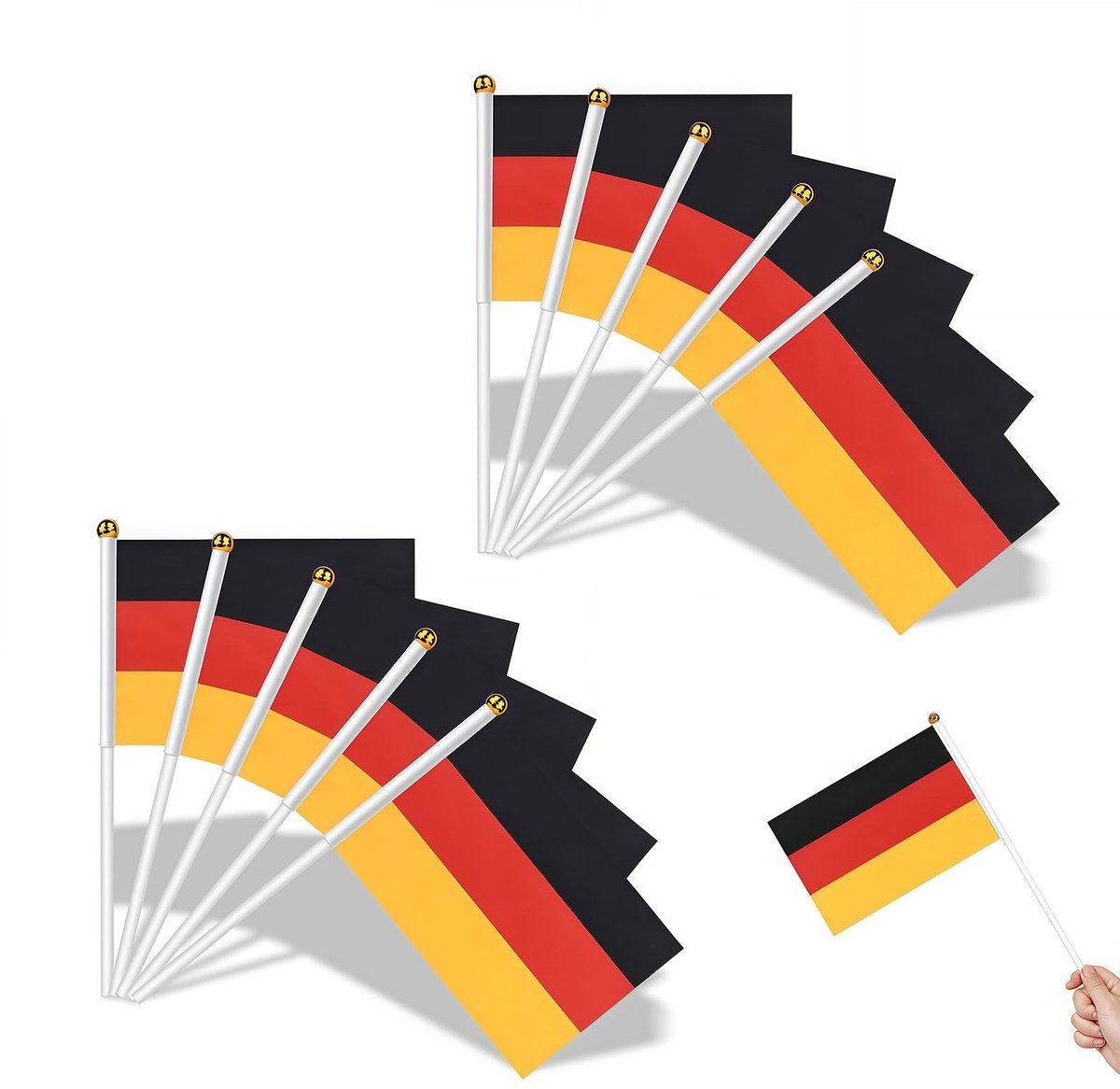Dailygoods - Duitsland vlag, 10 stuks Duitsland vlag 14x21 cm, fanartikelen mini handvlaggen voor voetbal & feest