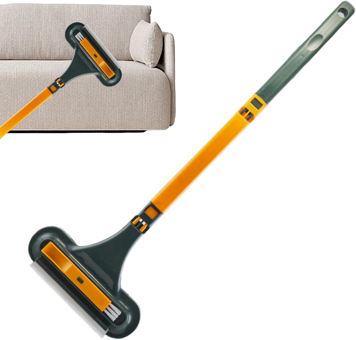 Raamrooster reiniger - Glasreiniger trekker - Streeploos reinigen - Dubbelzijdig ontwerp - 63 cm handgreep - Geel