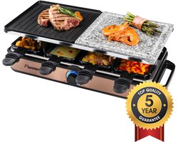 Bestron Gourmetset - ARG1200CO - 1400W - Bakplaat 8 personen - Steengrill, Incl 8 pannetjes - Koper - 5 jaar garantie