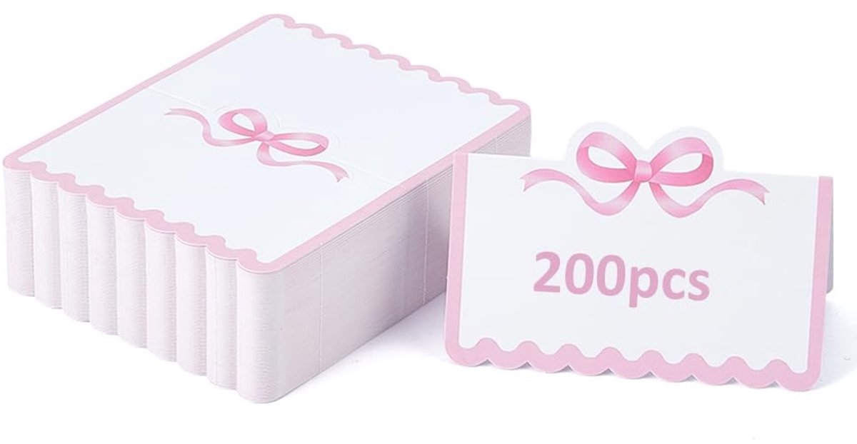 Dailygoods - 100 stuks Roze Boog Plaatskaarten - Bruiloft en Feest Tafelname Labels