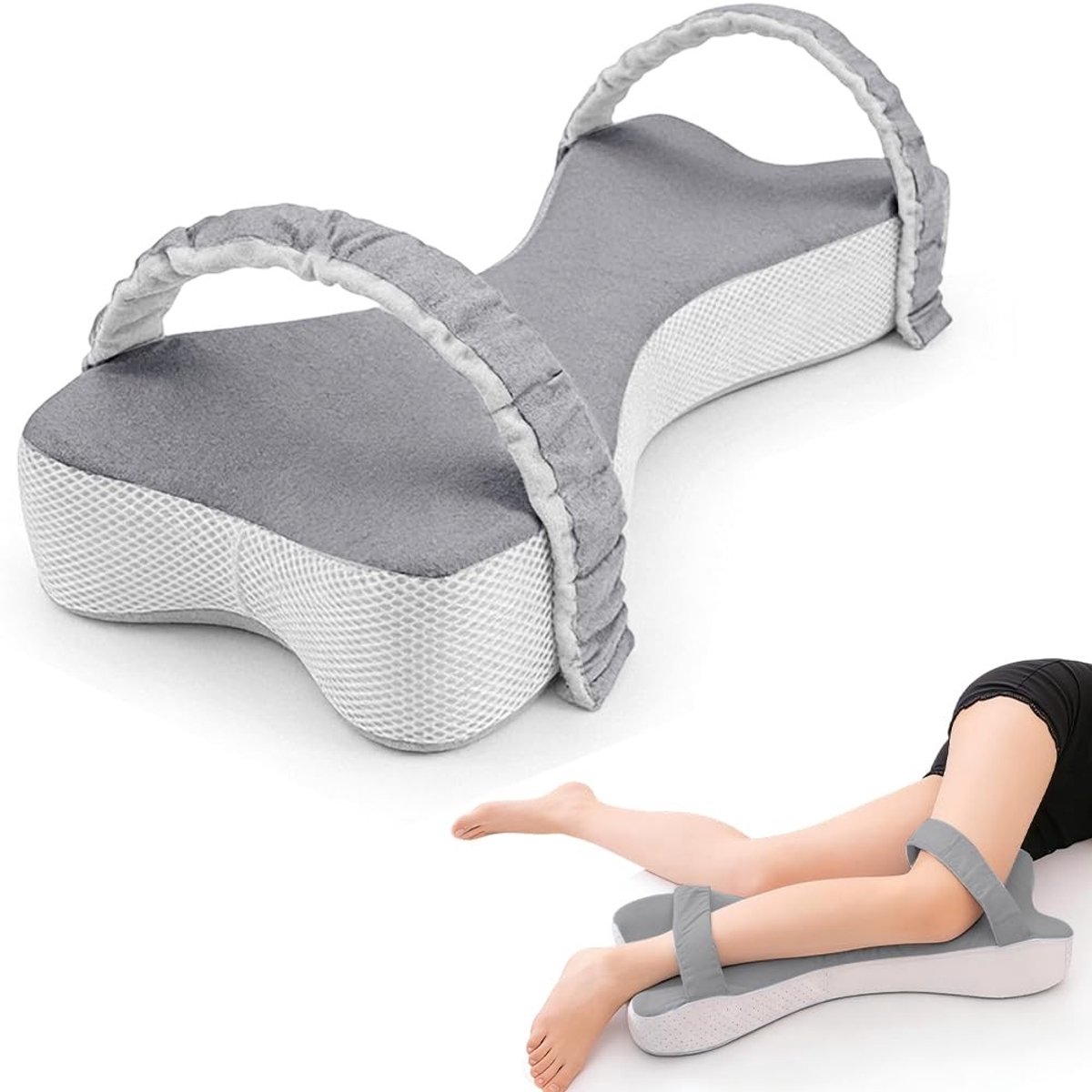 Dailygoods- Kniekussen orthopedisch - Extra groot beenkussen 53 cm - Verstelbare riem - Verlichting heup- en rugpijn - Ideaal voor zijslapers - Diepe botcurvestructuur - Slaapkussen