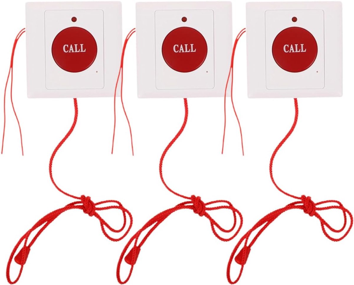 Noodknop Set - Hulp Alarm - Zorg Oproepen - Trekkoord Bediening - 3 Stuks - Rood