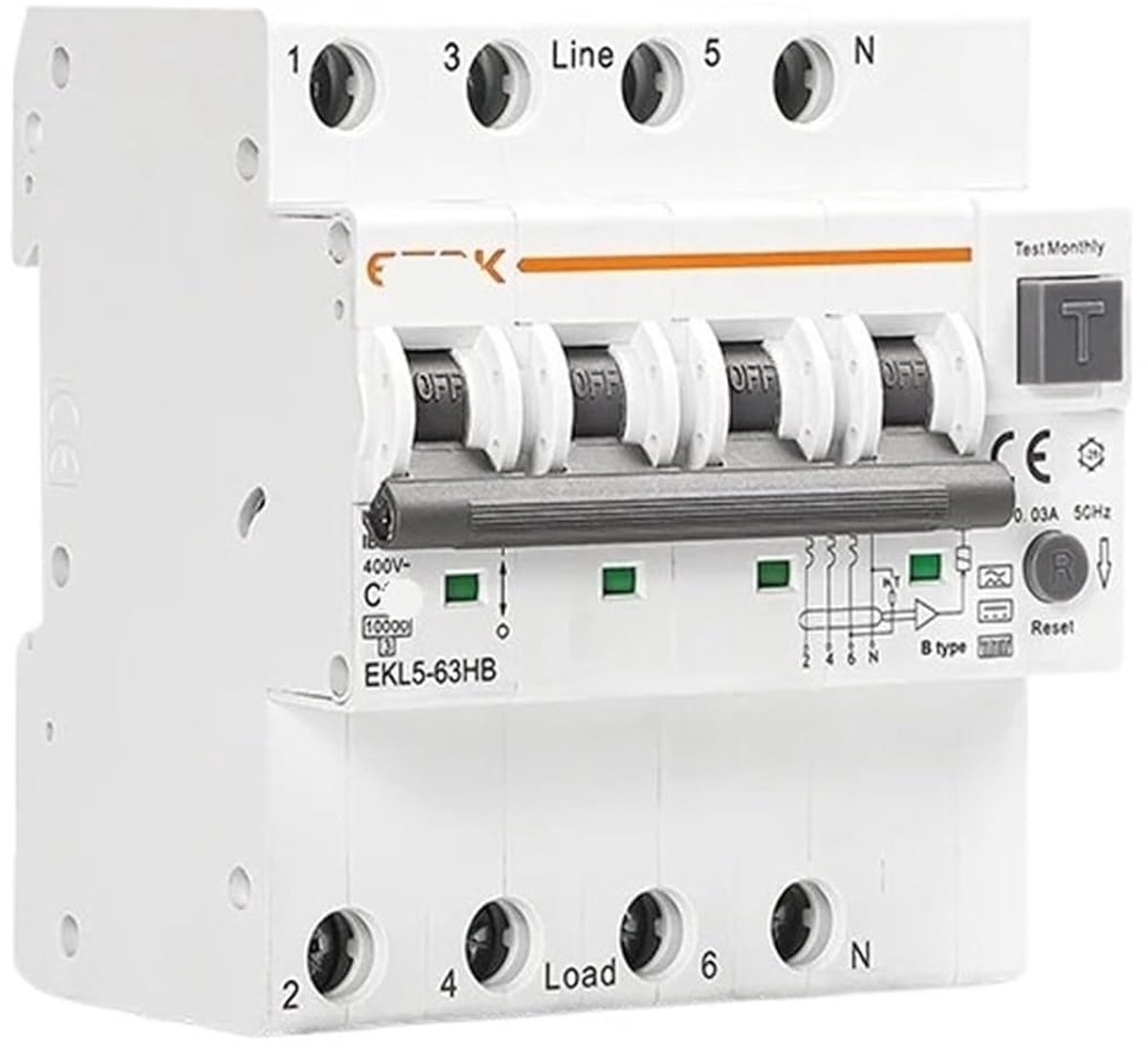 Aardlekautomaat Type B - Stroomonderbreker - Elektrische Beveiliging - 30mA Gevoeligheid - 40A 63A - Grijs