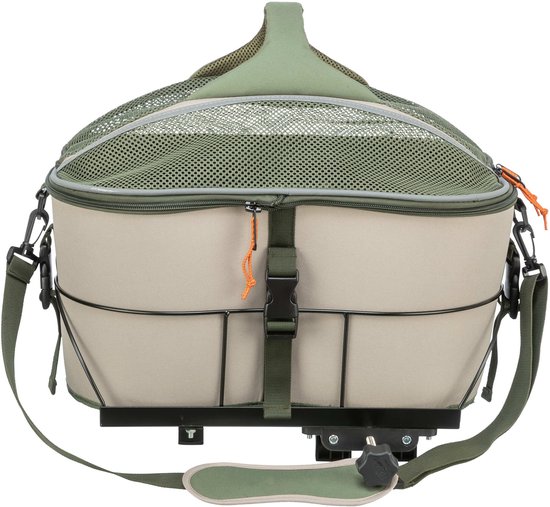 Trixie - Fietsmand - Voor Bagagedrager - Polyester - Olijfgroen/Beige - 46X33X40 cm