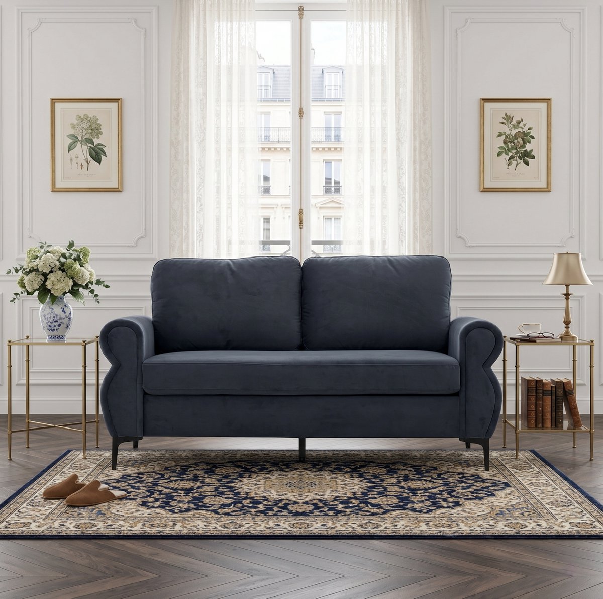 DESMIU Zitbank 173,5 Cm - Afneembare Hoezen Met Pocketvering En Koudschuim - Voor Appartement En Woonkamer - Stof Donkergrijs
