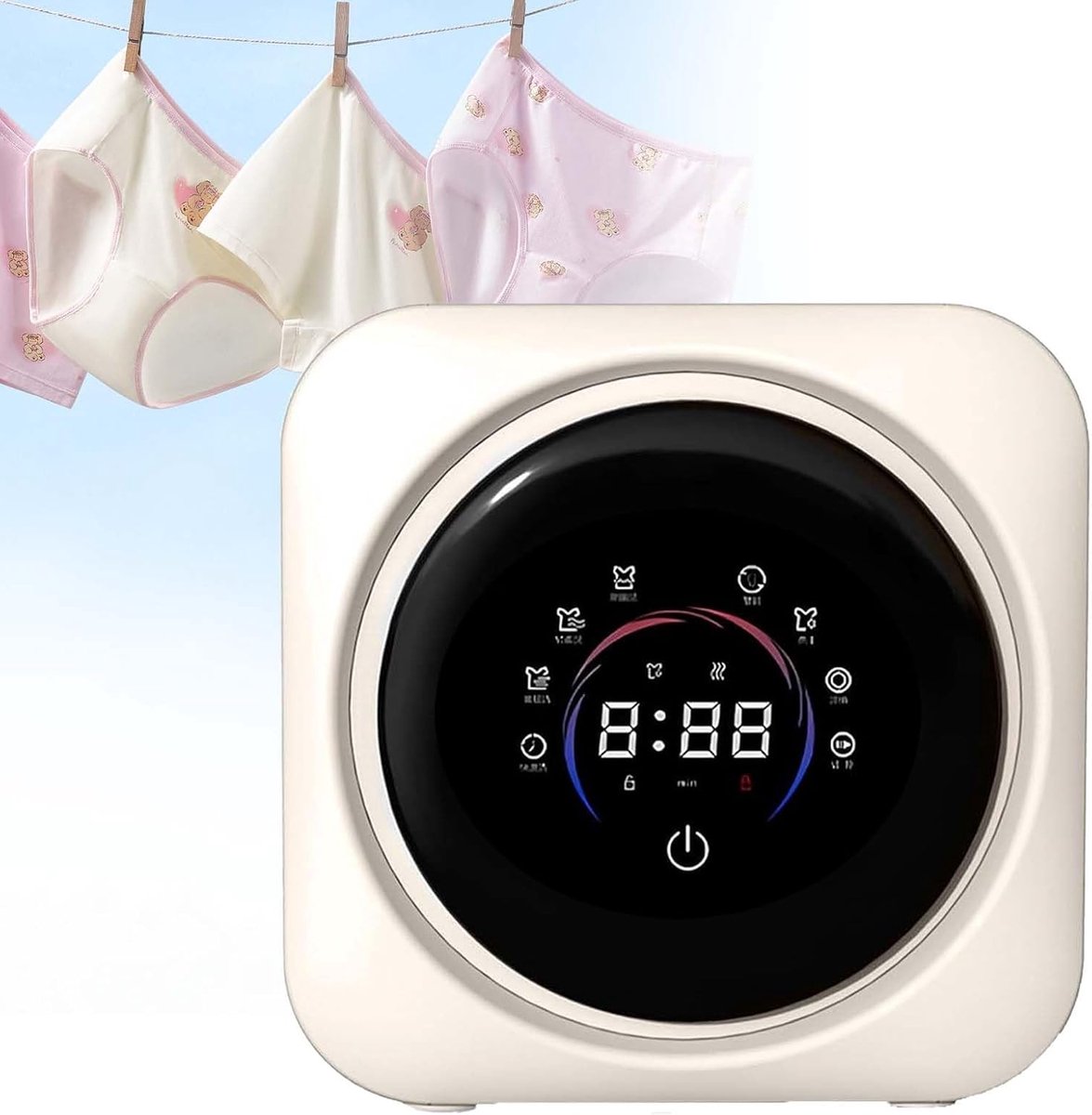 Mini Wasmachine Droger - Draagbare Wasmachine - Kleine Kleding Wassen - Hetelucht Drogen - 03 kg - Wit