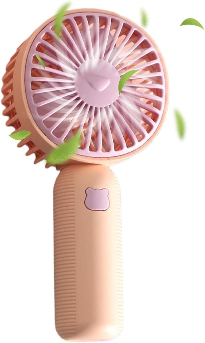 Draagbare Ventilator - Handventilator Opladen - Overal Koel Blijven - Geluidsarme Wind - 7.5x4.5x16cm - Roze