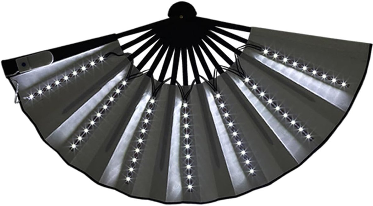 Vouwventilator Verlichting - Lichtgevende Ventilator - Feestelijke Sfeer Creëren - Geïntegreerde LED Verlichting - 33 cm Gevouwen - Wit