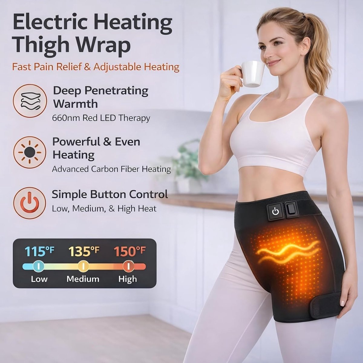 KZQ Draagbare heupverwarmer met vibratie en elektrische warmte - Instelbare warmtetherapie voor heup dij en billen - Met dubbele stroomopties voor thuis kantoor en fitness - Zwart — cadeau in Cadeau-ideeën - foto 3