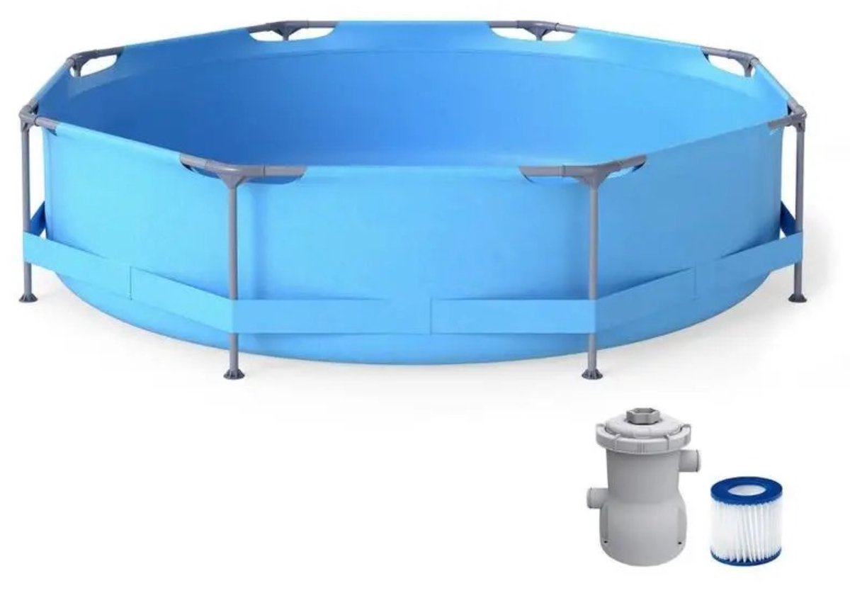Noventra - zwembad - opzet zwembad - zwembad met stalen frame - met filterpomp - rond - 360 x 75 cm - blauw - voor 4-5 personen