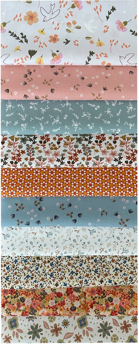 BINK Bedding Stoffenlapjes 25x25 cm BLOEMEN – Set van 10 Bloemenprint – 100% Katoen – Patchwork, Quilten, Handwerk & DIY