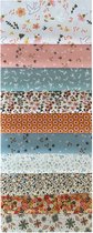 BINK Bedding Stoffenlapjes 25x25 cm BLOEMEN – Set van 10 Bloemenprint – 100% Katoen – Patchwork, Quilten, Handwerk & DIY