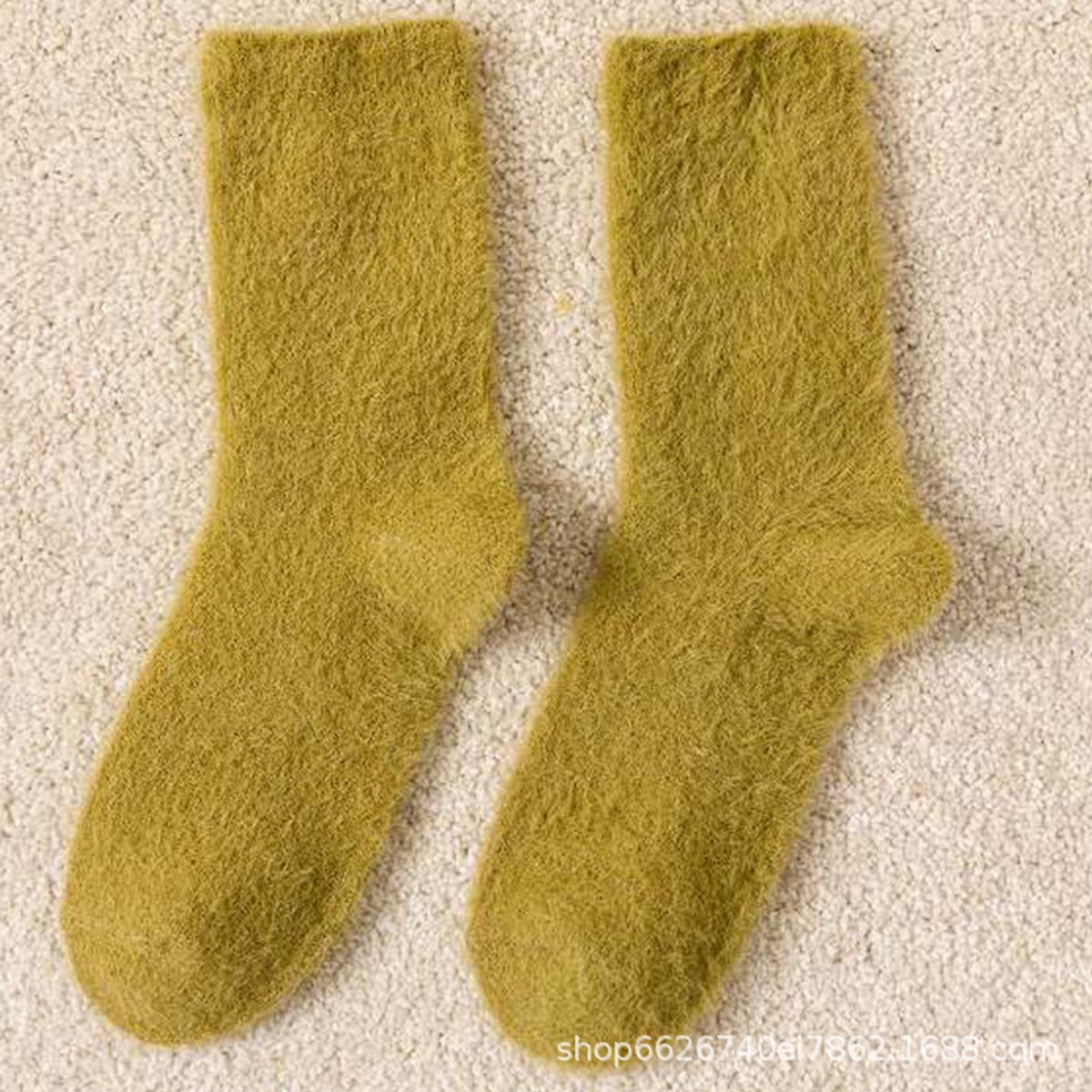 Fyfanie- Zachte Minky fleece sokken -Dames- Warme sokken maat 37 t/m 41- Winter Huissokken - Verwarmde sokken - Dikke sokken - Kleur:Groen