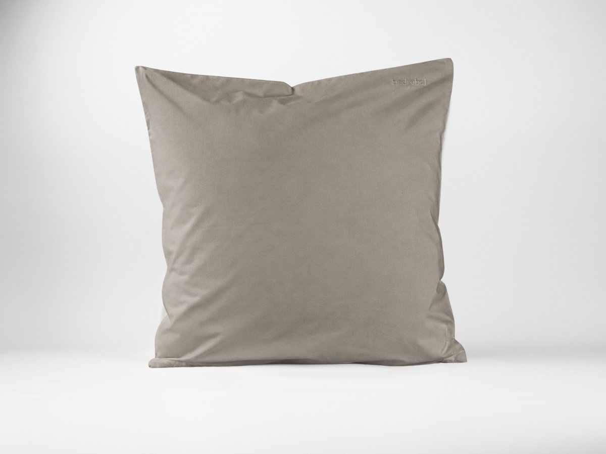 Bedrebel - Kussensloop - 100% katoen percale - taupe - Japandi taupe - ritssluiting - 70x90 cm