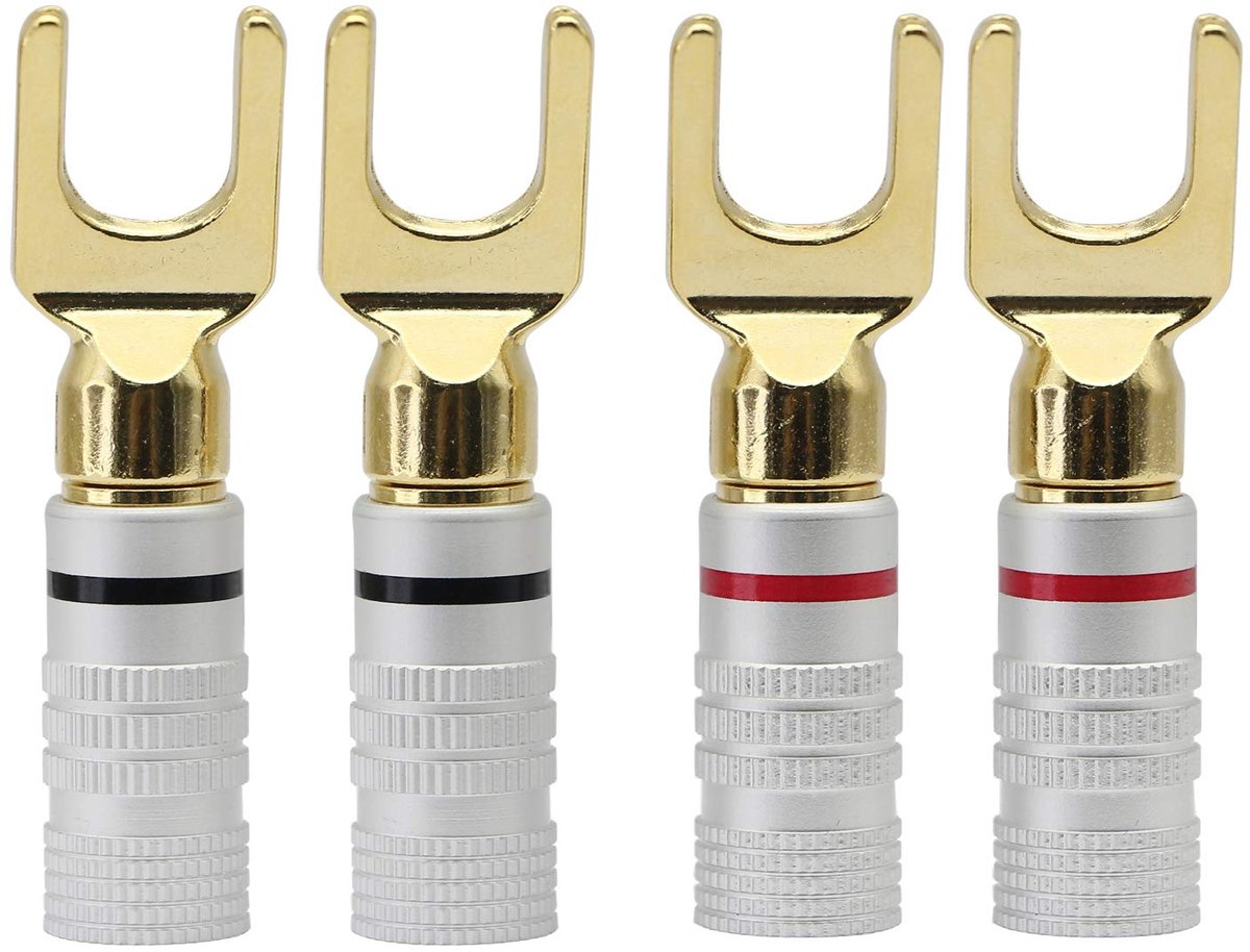 Luidspreker Connectoren - Audio Jack Plug - Muziek Luisteren - 45 Graden Hoek - 4 Stuks - Zilver