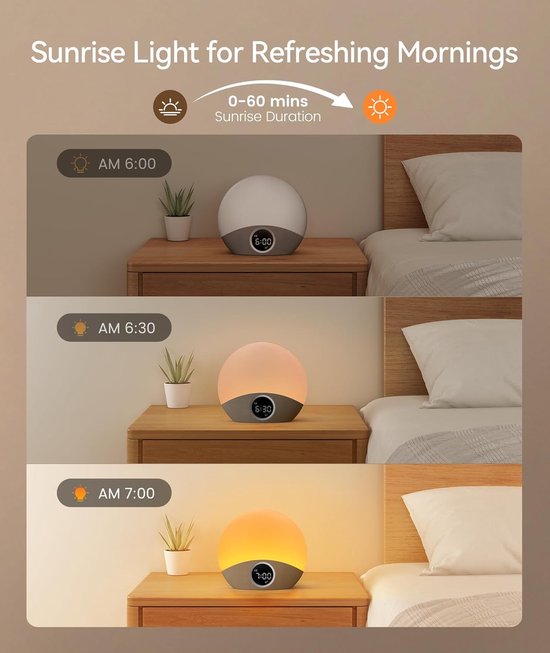 Wake-up Light - Alarm Klok - Rustig Wakker Worden - Zonsopgang Simulatie - 18.8 cm - Wit van Wake-up Light — afbeelding 5