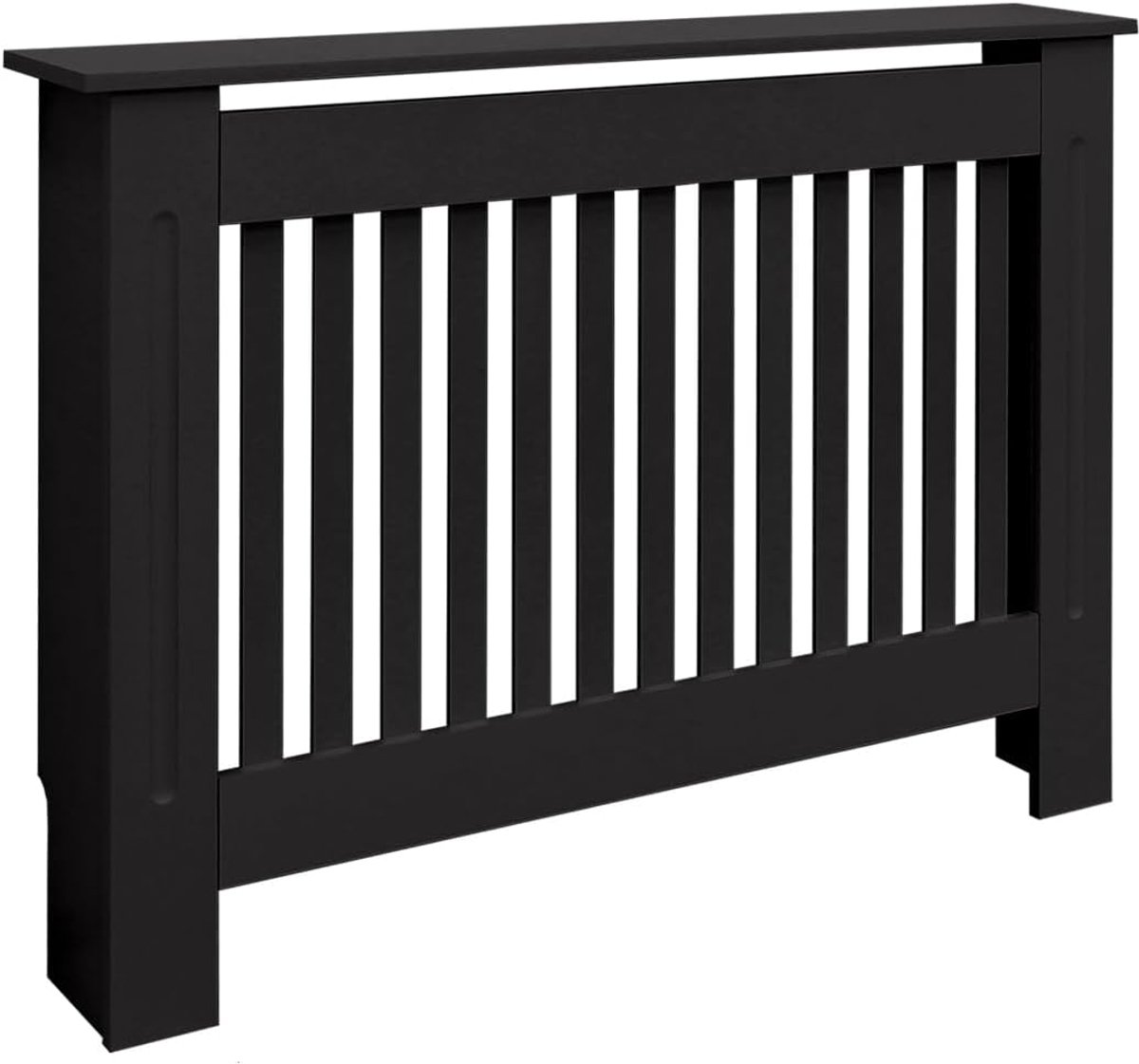 Radiatorombouw Landelijk - Radiatorbekleding Hout - Woonkamer Verfraaien - Met Plankoppervlak - 112x19x82 cm - Zwart