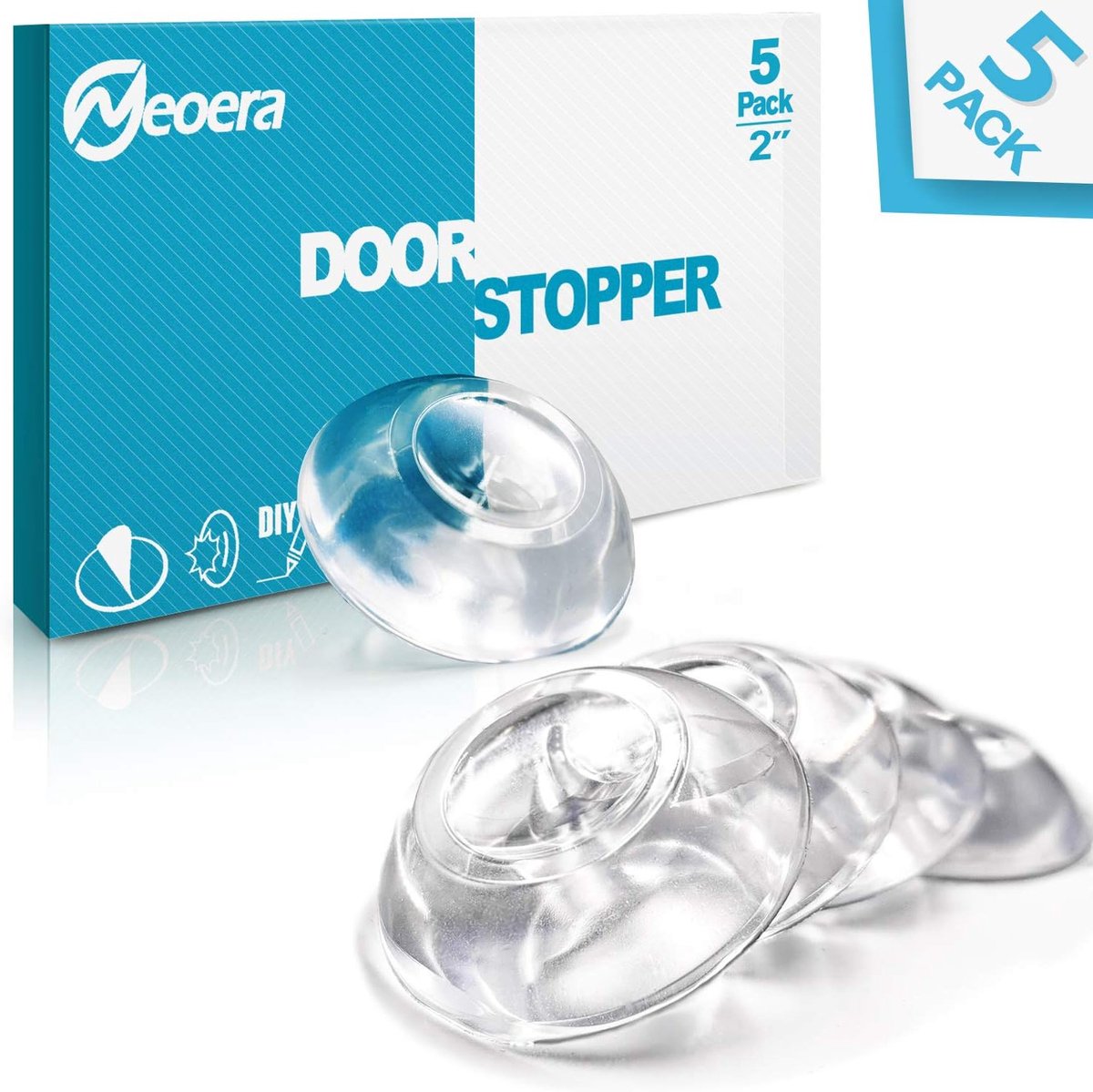 Deurstopper Wandbeschermer - Rubberen Bumper - Muur Beschermen - Herbruikbare Lijm - 5 Stuks - Helder