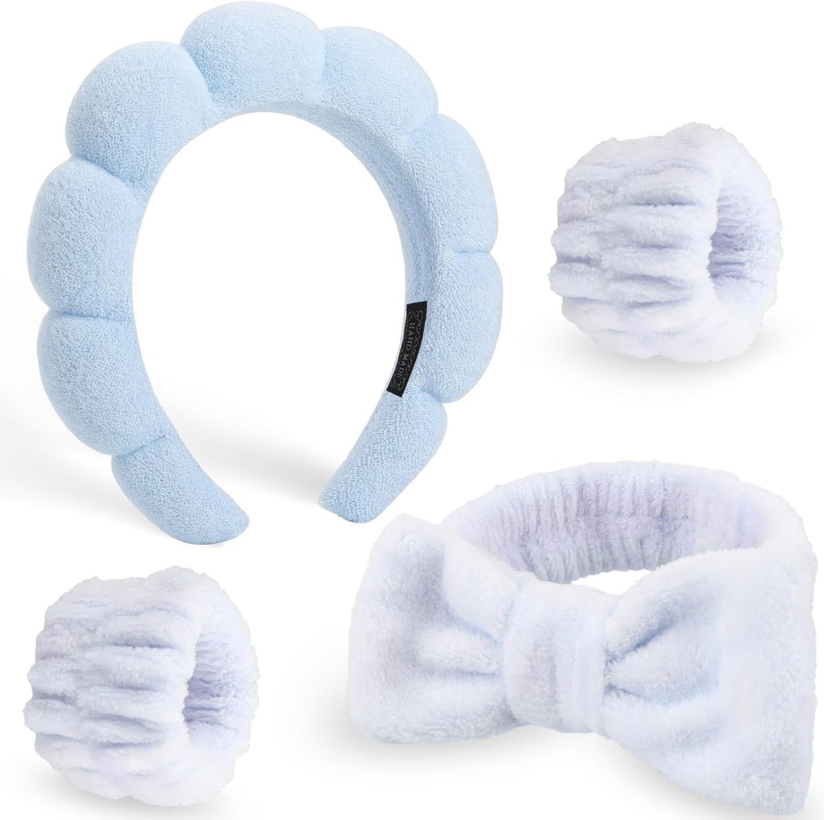 Spa Hoofdband Polsband - Gezichtsreiniger Set - Huidverzorging Thuis - Zachte Koraal Fleece - 1 Set - Meerdere Kleuren