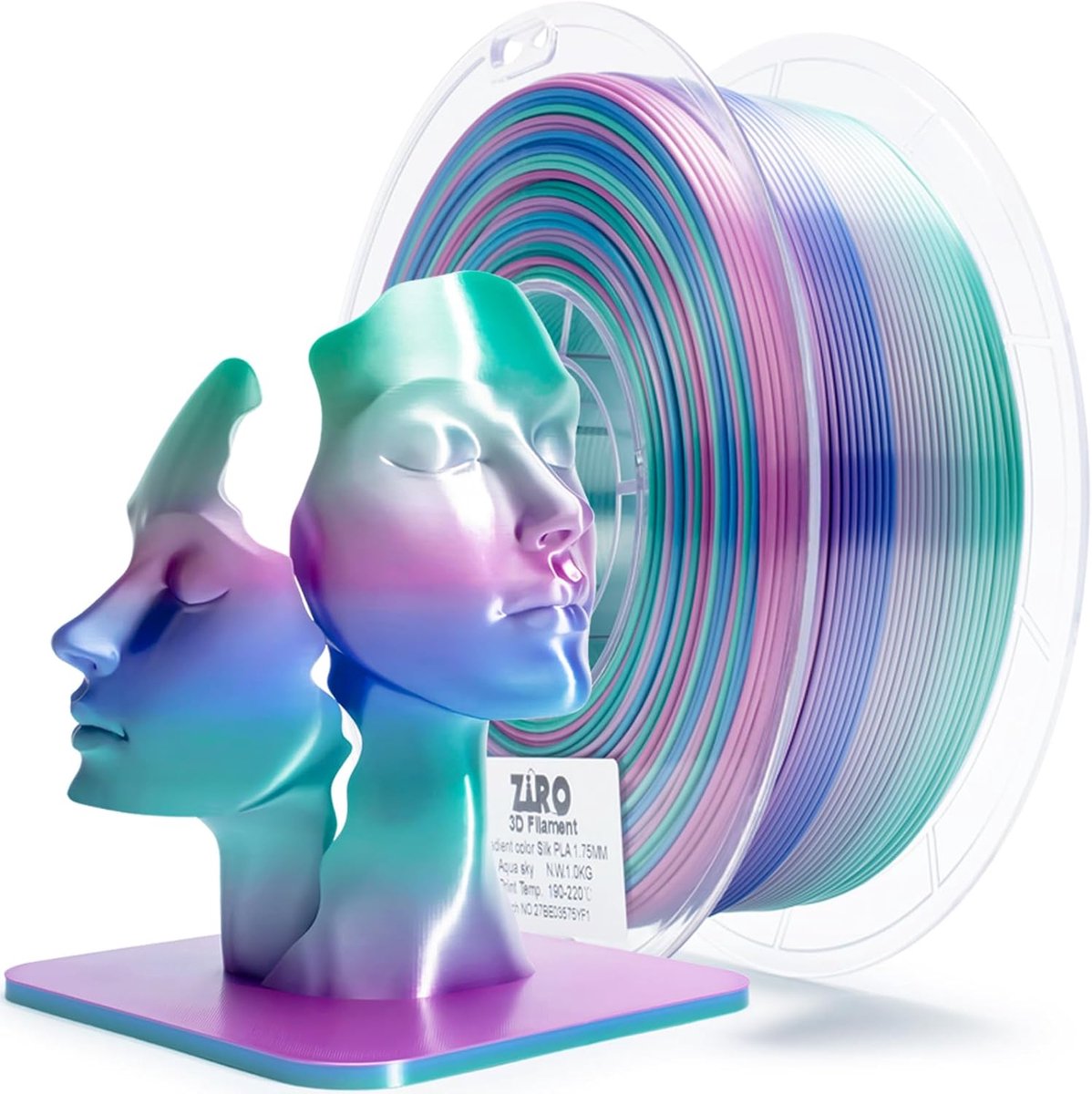 PLA Filament - 3D Printer Materiaal - Creatief Printen - Zijde Kleurverloop - 1KG - Aqua Sky