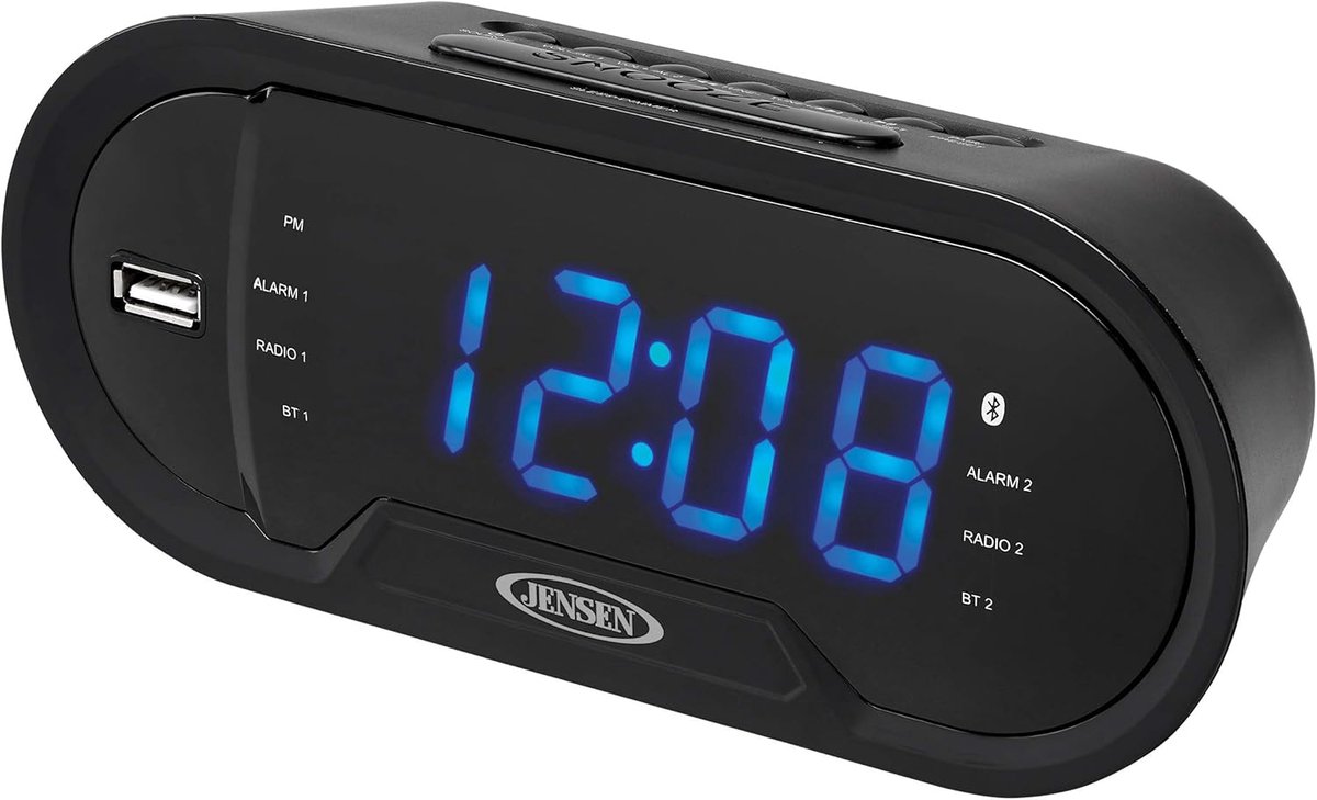 Digitale Klokradio - Wekker Radio - Ontwaken met Muziek - Bluetooth Streaming - 19 cm Breed - Zwart