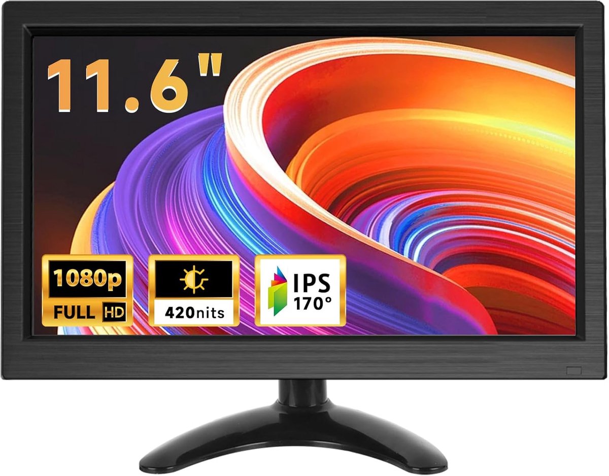 Draagbare Monitor - Extra Scherm - Uitbreiding Werkplek - Full HD 1080p IPS - 11.6 Inch - Donkergrijs