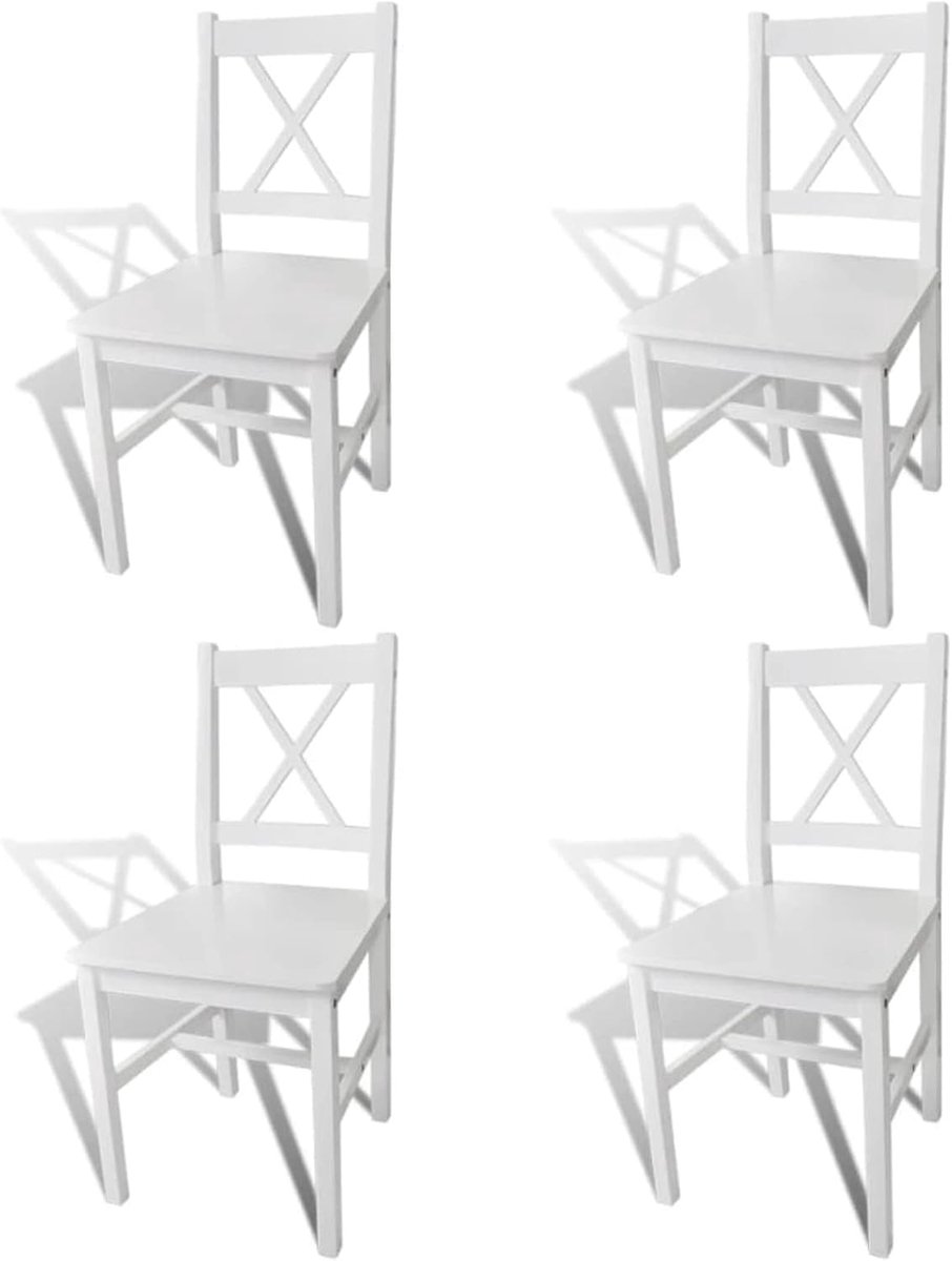 Dinerstoelen Set - Houten stoelen - Binnen dineren - Ergonomisch gevormd - 4 stuks - Wit