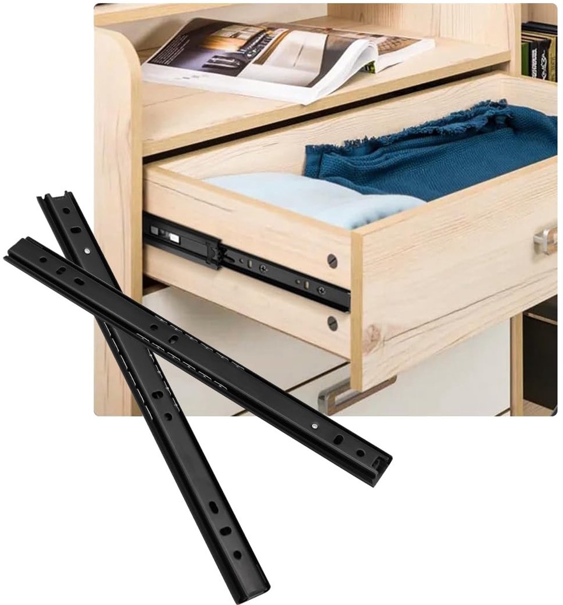 Dailygoods- Ladegeleiders Volledig Uittrekbaar - Ladegeleider Bodemmontage - Draagkracht 45 kg - Kogellades - Roestbescherming - Eenvoudige Installatie - Laderails