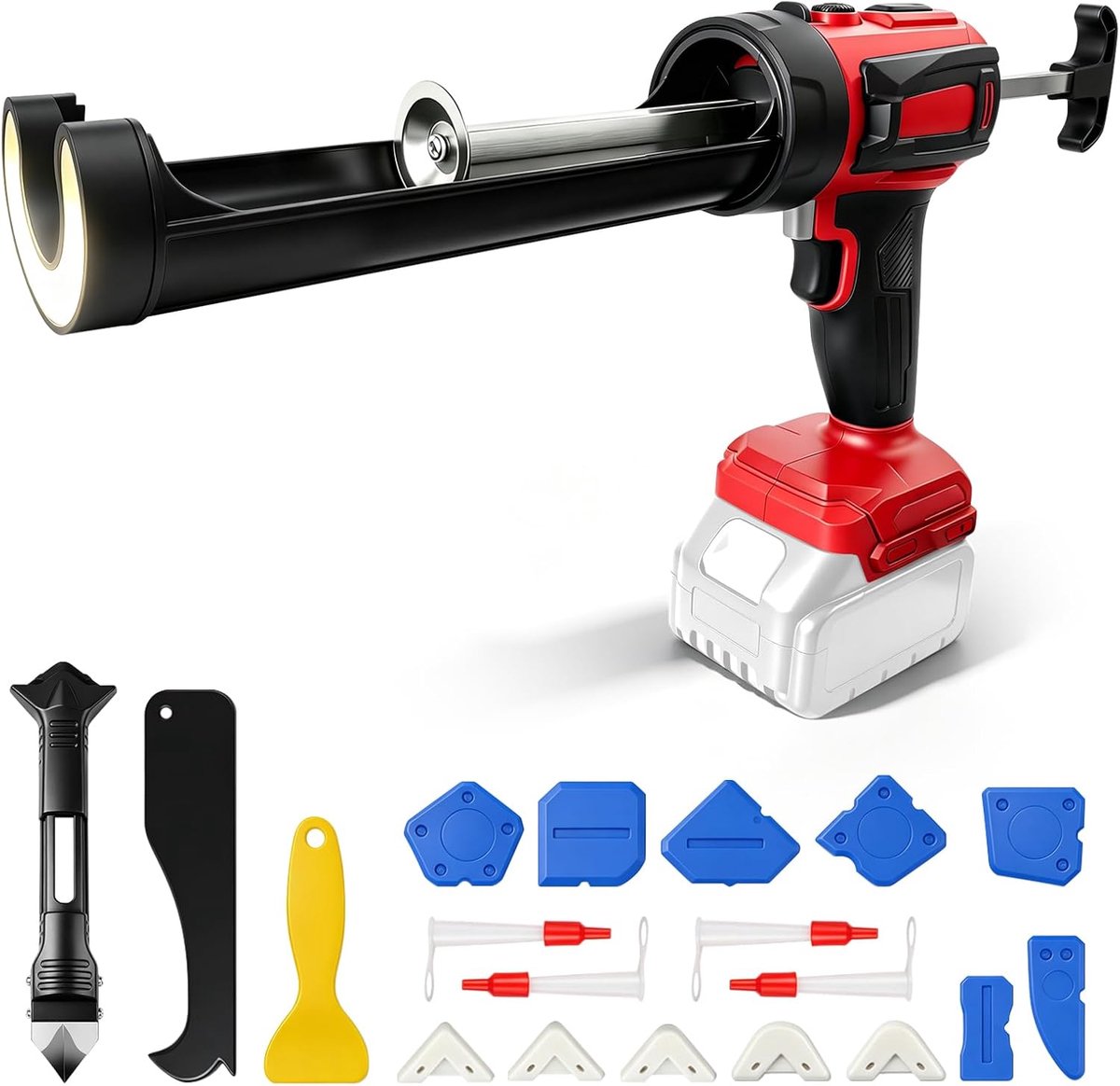 Accu Kitpistool - Draadloos Afdichtpistool - Klus Klussen - 4-Traps Snelheid - 300 ml Cartridges - Rood