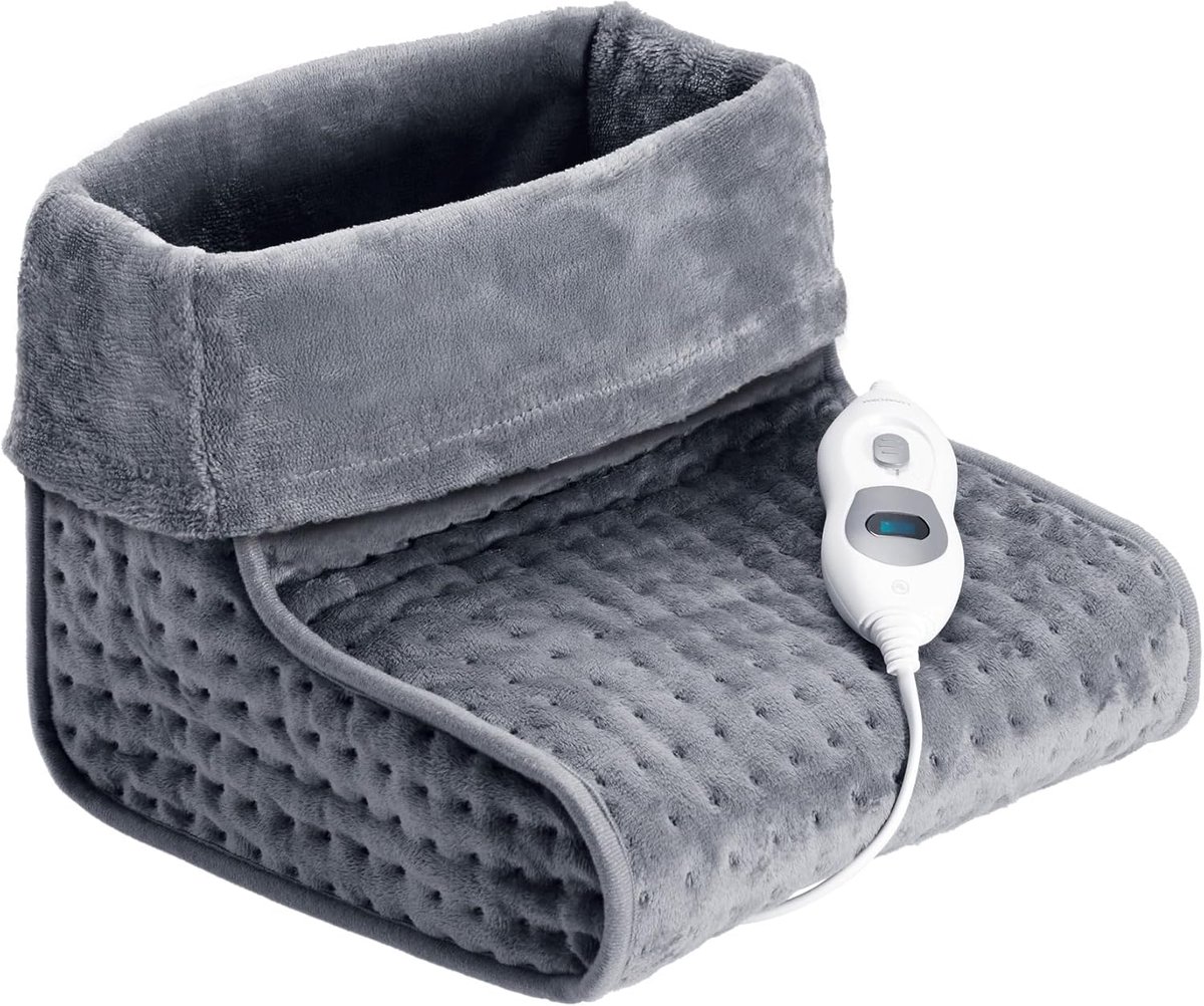 Elektrische Voetenwarmer - Zachte Pantoffel - Warm en Comfortabel - 3 Warmtestanden - 32 x 32 x 22 cm - Grijs