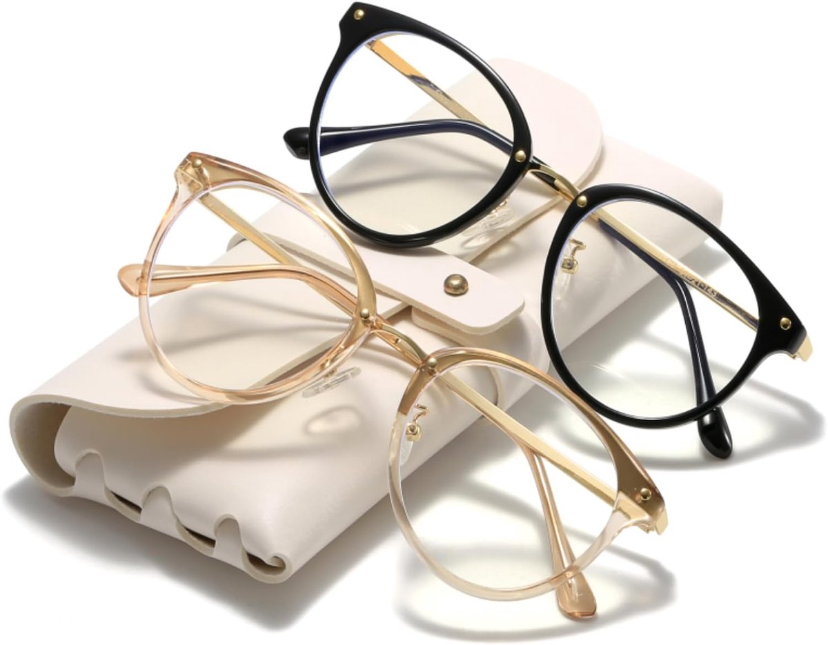 Computerbril Blauwlichtfilter - Vintage bril - Schermtijd Comfort - Metaal Montuur - 2 Stuks - Zwart Leopard