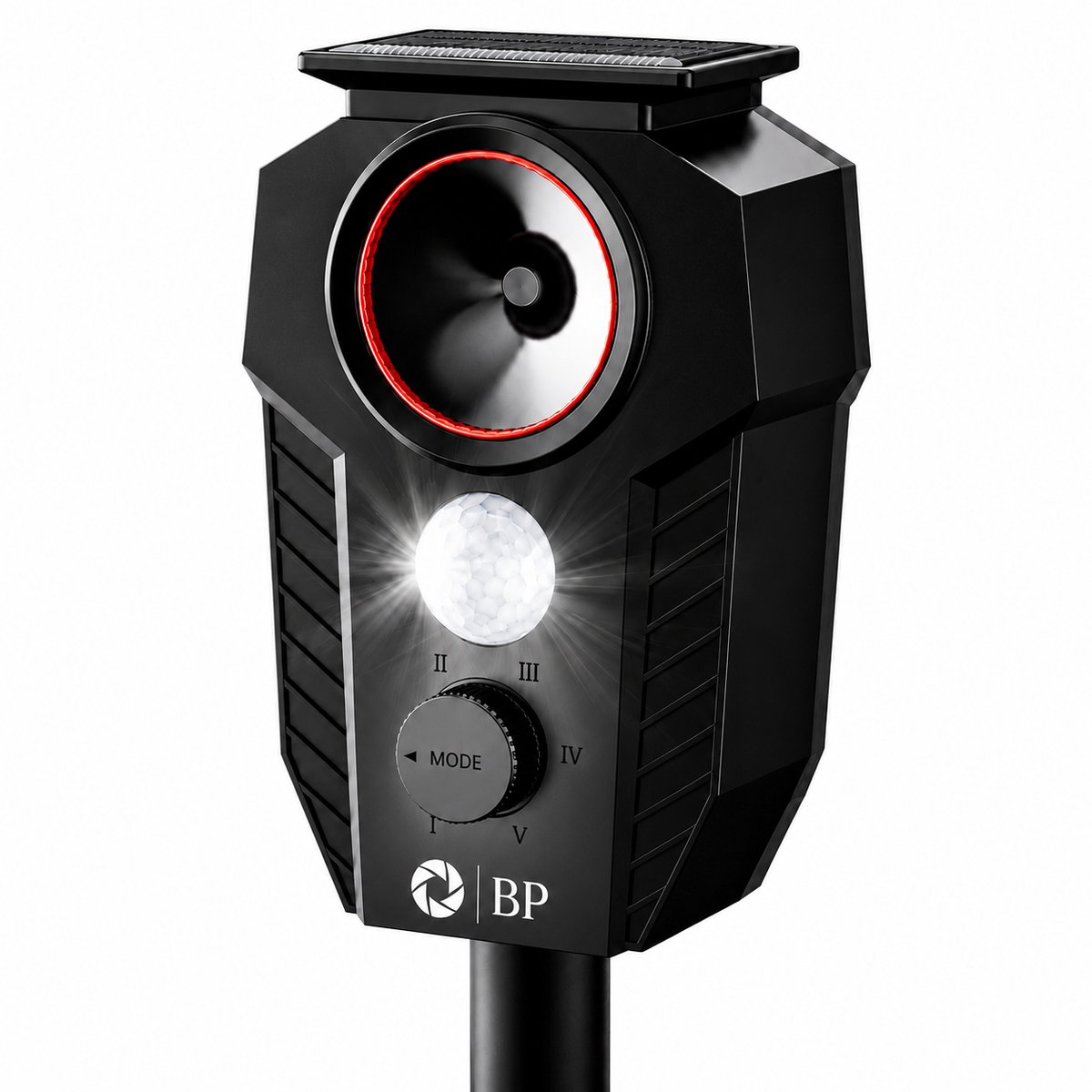 BP® Ultrasone Kattenverjager op zonneenergie - Kattenschrik - Marterverjager - Dierenverjager - Waterdicht voor Tuin - 5 standen - Solar Kattenverjager & USB-C Oplaadbaar - Zwart