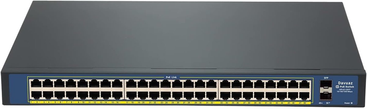PoE Switch - Netwerk Switch - Netwerk Uitbreiden - Gigabit Snelheid - 48 Poorten - Zwart
