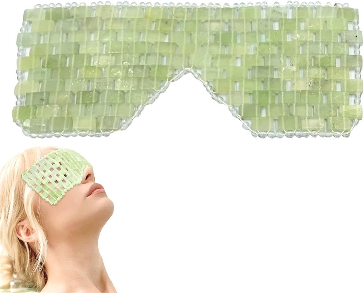 Jade Oogmasker - Slaapmasker - Ontspanning Gezicht - Natuurlijke Jadesteen - 28 x 12.5 cm - Groen