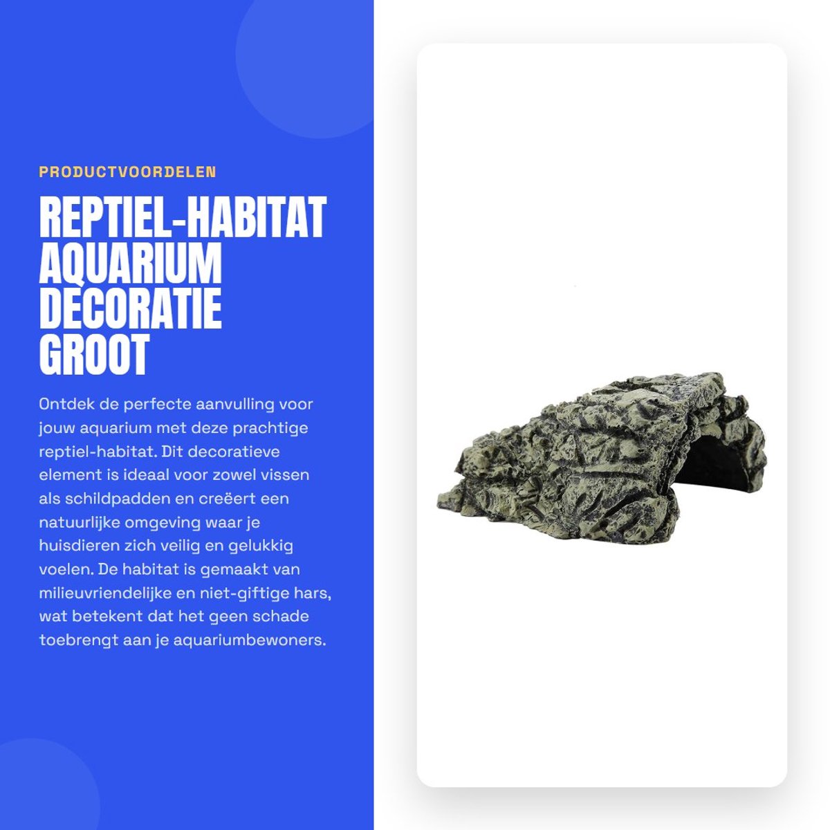 Dailygoods- Aquarium Decoratie - Milieuvriendelijk Hars - Verstopplek voor Schildpadden - Natuurlijke Rot - Veilig Klimgedeelte - Schokbestendig - Aquariumdecoratie