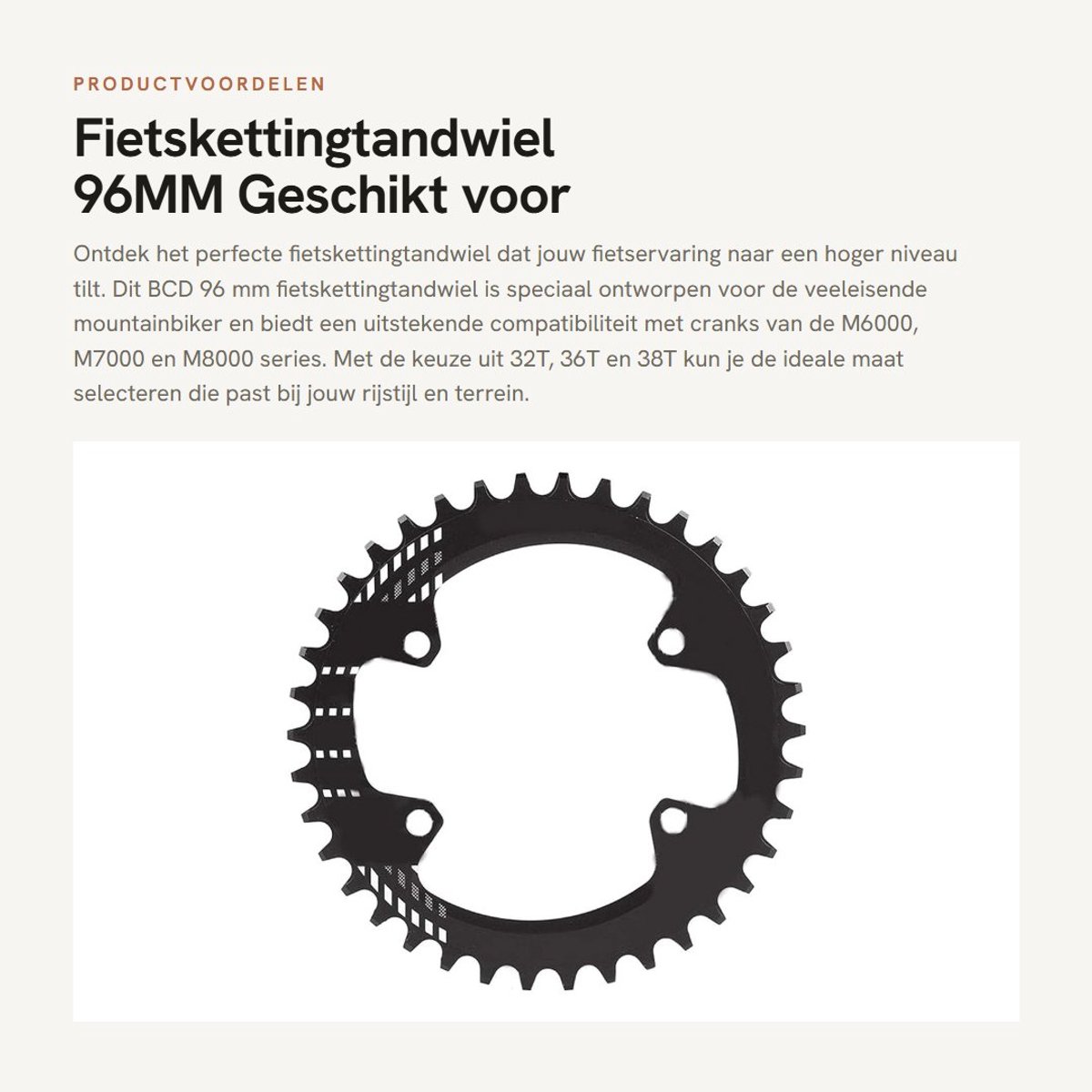 Dailygoods- Kettingblad Aluminiumlegering 32T/36T/38T - BCD 96MM - Enkele Kettingring - Lichtgewicht - Duurzaam - Compatibel met M6000/M7000/M8000 - Fietsblad