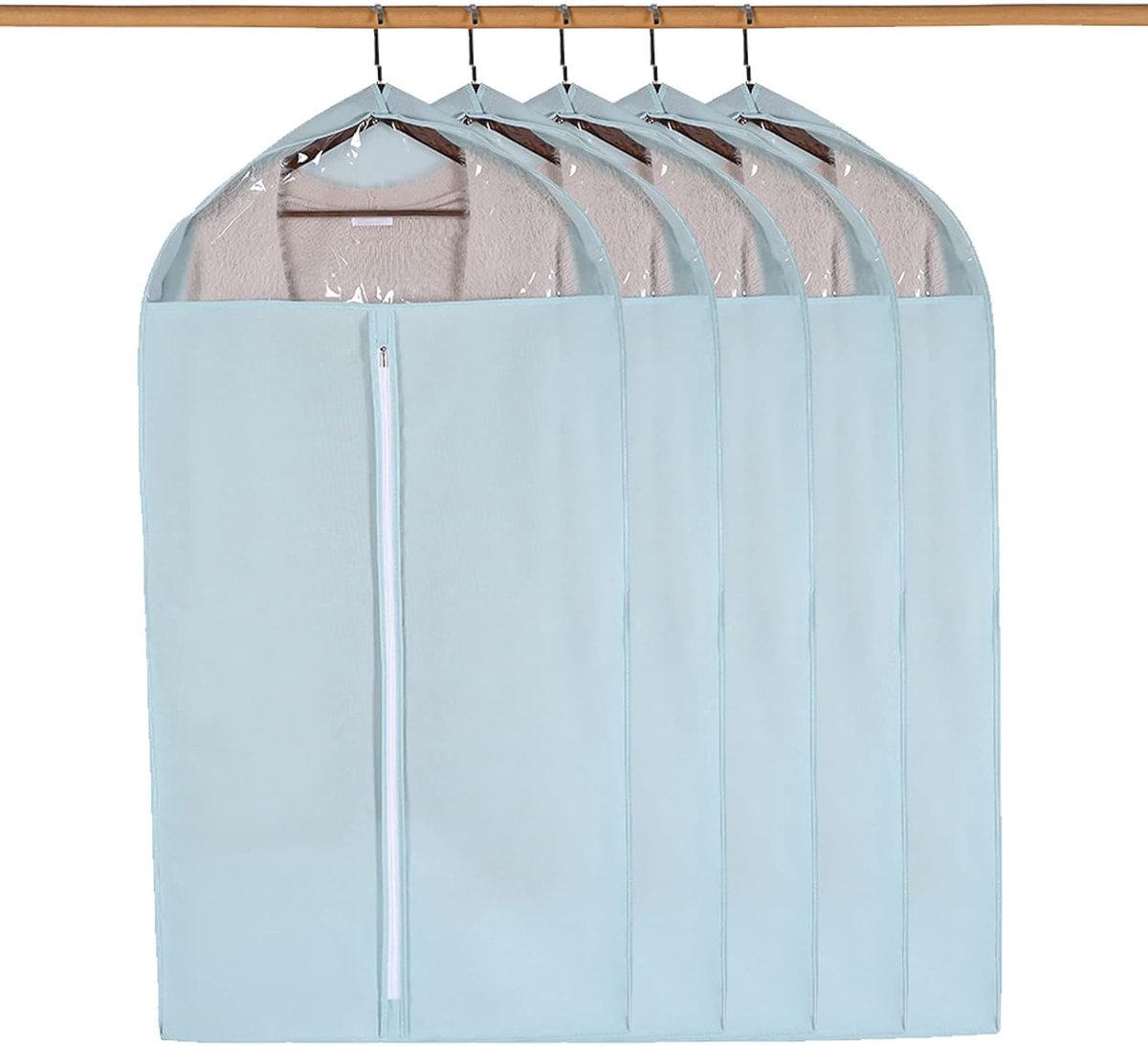 Kledinghoezen - Kledingbeschermers - Kleding Opbergen - Transparant Venster - 60x130cm - Blauw