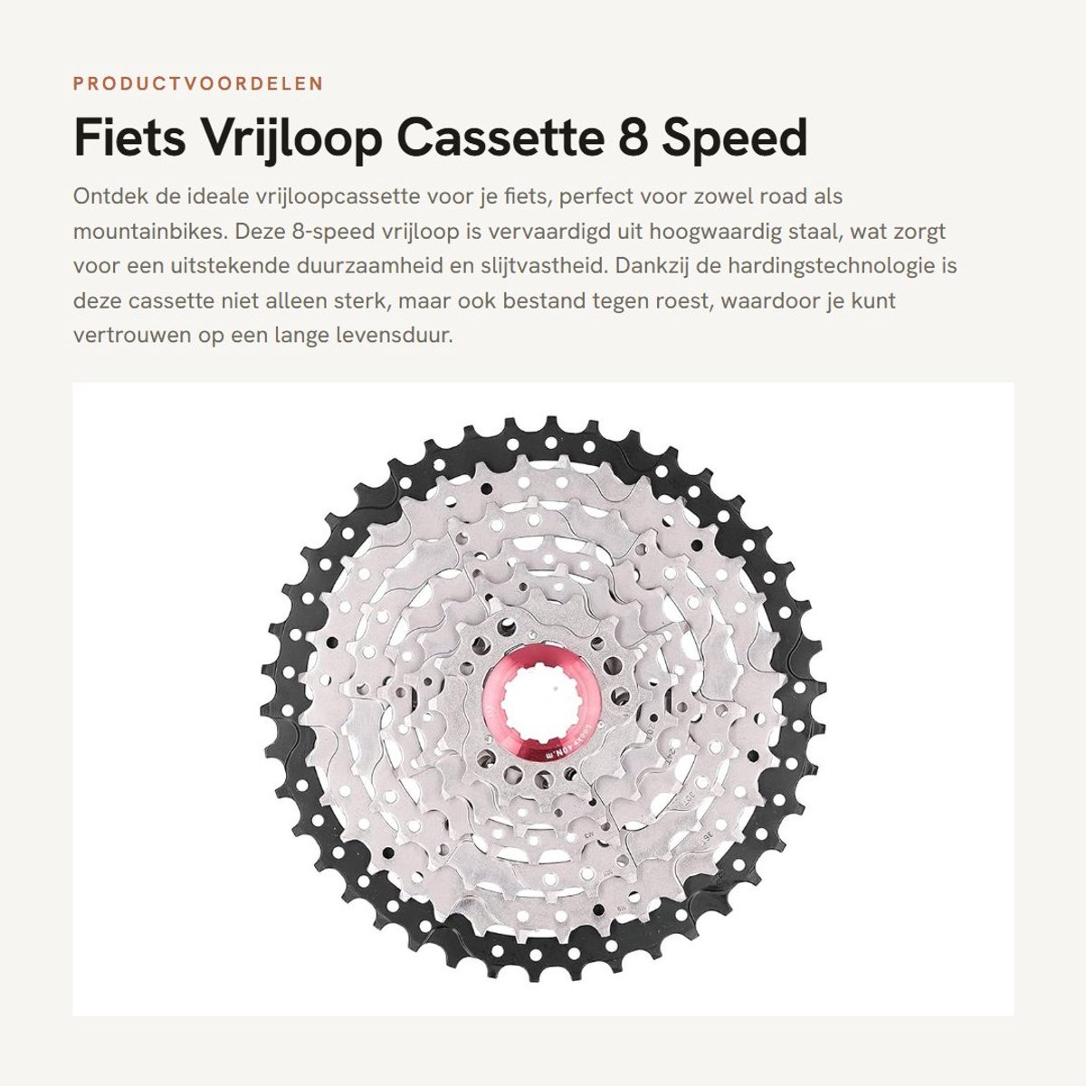 Dailygoods- Vrijloopcassette 8 Speed 42T - Hoogwaardig Staal - Duurzaam - Oxidatiebestendig - Fietsaccessoire - Geschikt voor Mountainbike/Racefiets - Fietsvliegwiel