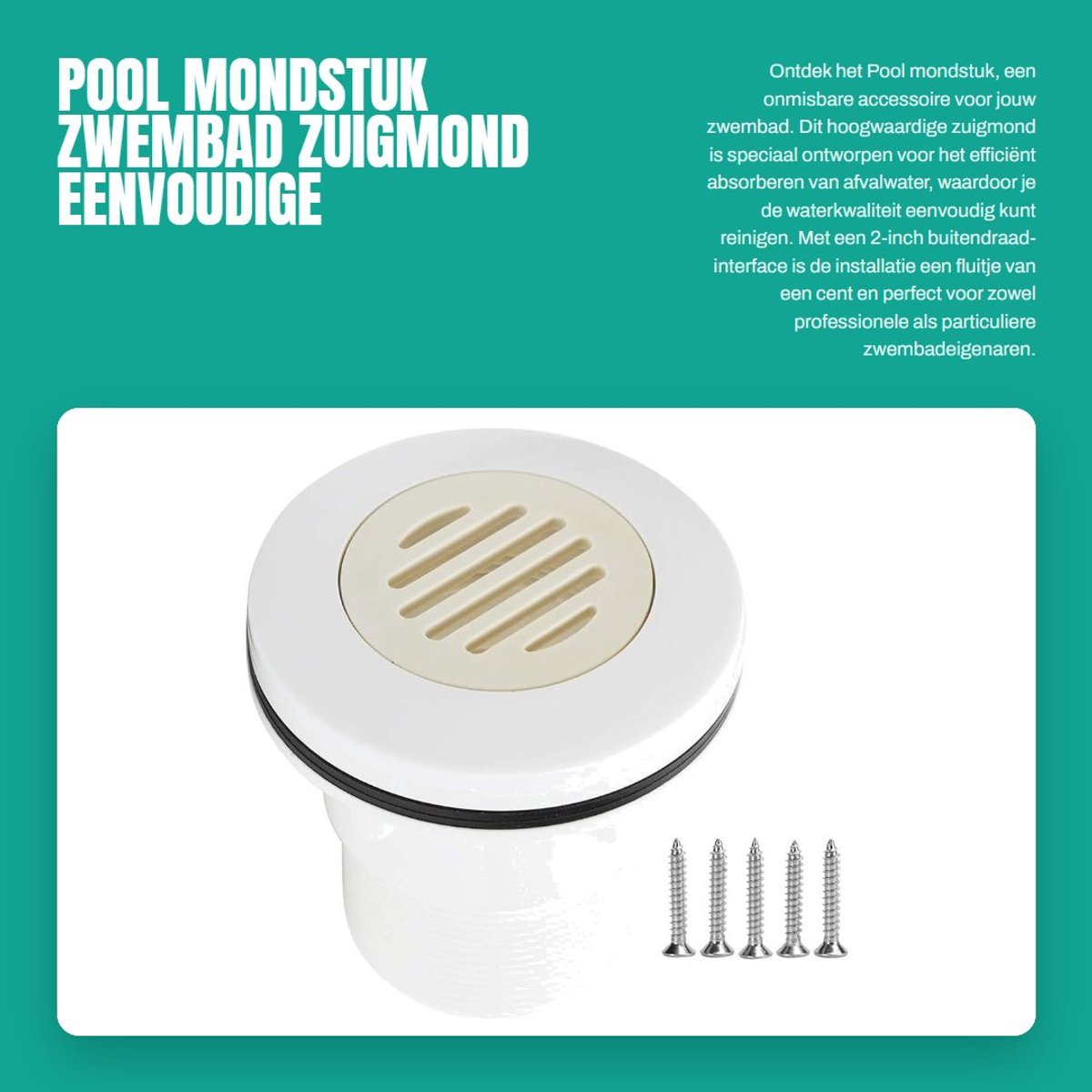 Dailygoods- Zuigmond Zwembad Sproeier - 2 Inch Buitendraad - ABS Materiaal - Duurzaam - Slijtvast - Corrosiebestendig - Zwembadsproeier