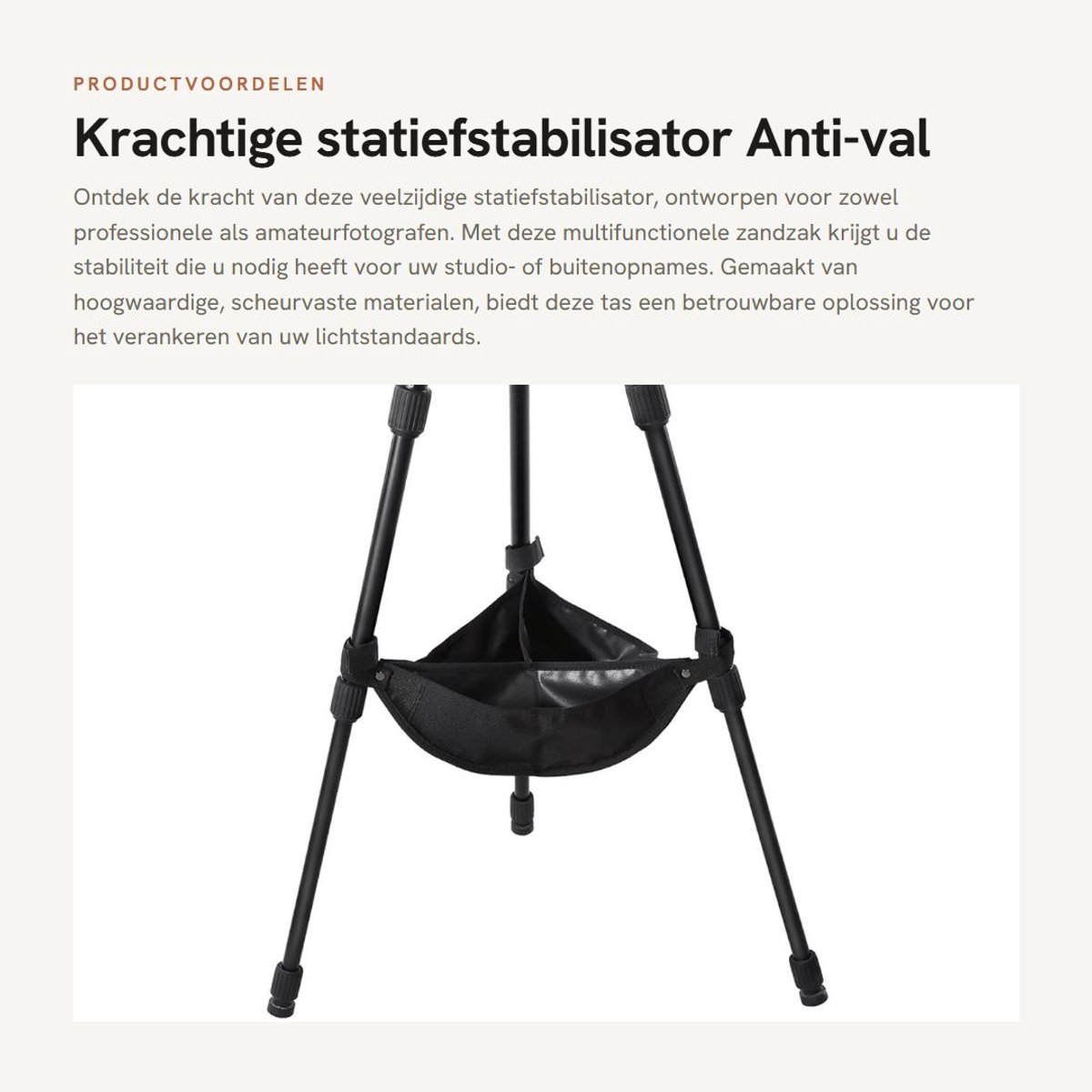 Dailygoods- Zandzak Robuust - Multifunctionele Gewichtstas - Stabilisator voor Statief - Draagbaar - Geschikt voor Fotografie - Zwart Nylon