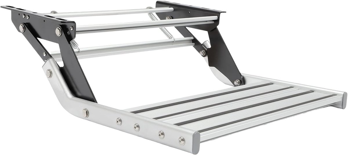 Camper Opstap - Inklapbare Trede - Veilig Instappen - Robuuste Legering - 50 cm Breed - Zilver Zwart