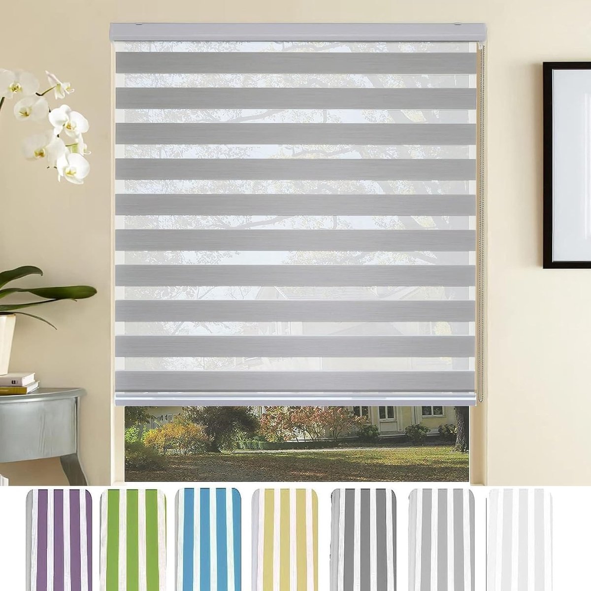 Jaloezieën - Raambekleding - Zon En Inkijk - Duurzaam Polyester - 65 x 340 cm - Lichtgrijs