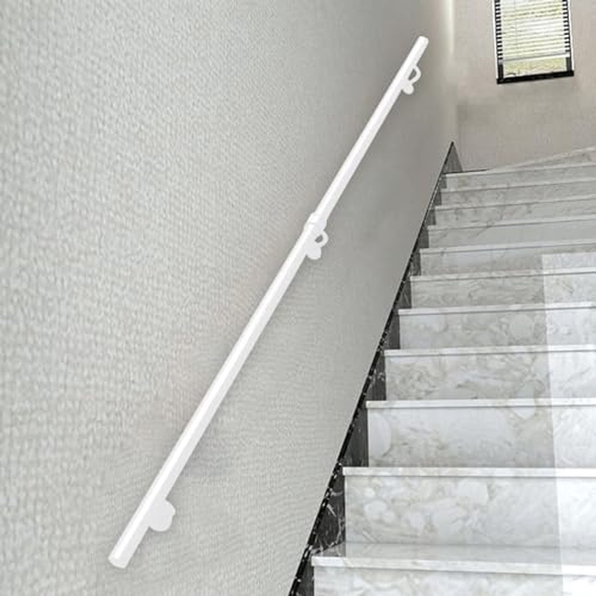 Trapleuning - Wandbalustrade Reling - Veilige Ondersteuning - Duurzaam Gegalvaniseerd Staal - 240 cm - Mat Wit