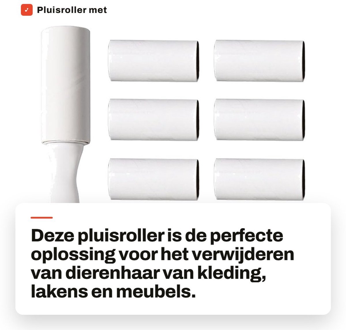 Dailygoods- Pluisroller 480 Vellen - Haarroller - Dierenhaarverwijderaar - Plakpapier - Handvat - Kunststof/Cellulosepapier