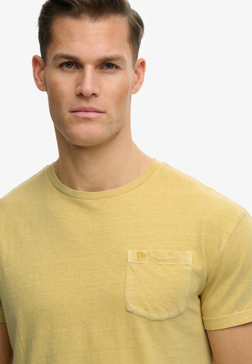 Superdry Klassiek Katoenen Linnen T-shirt met Zak Heren T-shirts Geel
