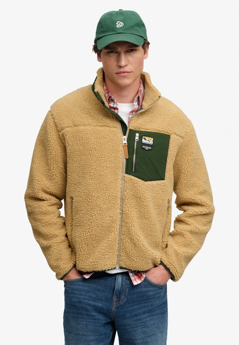 Superdry Mountain Full Zip Fleece Heren Hoodies Beach Sand Marl/mount View Grn