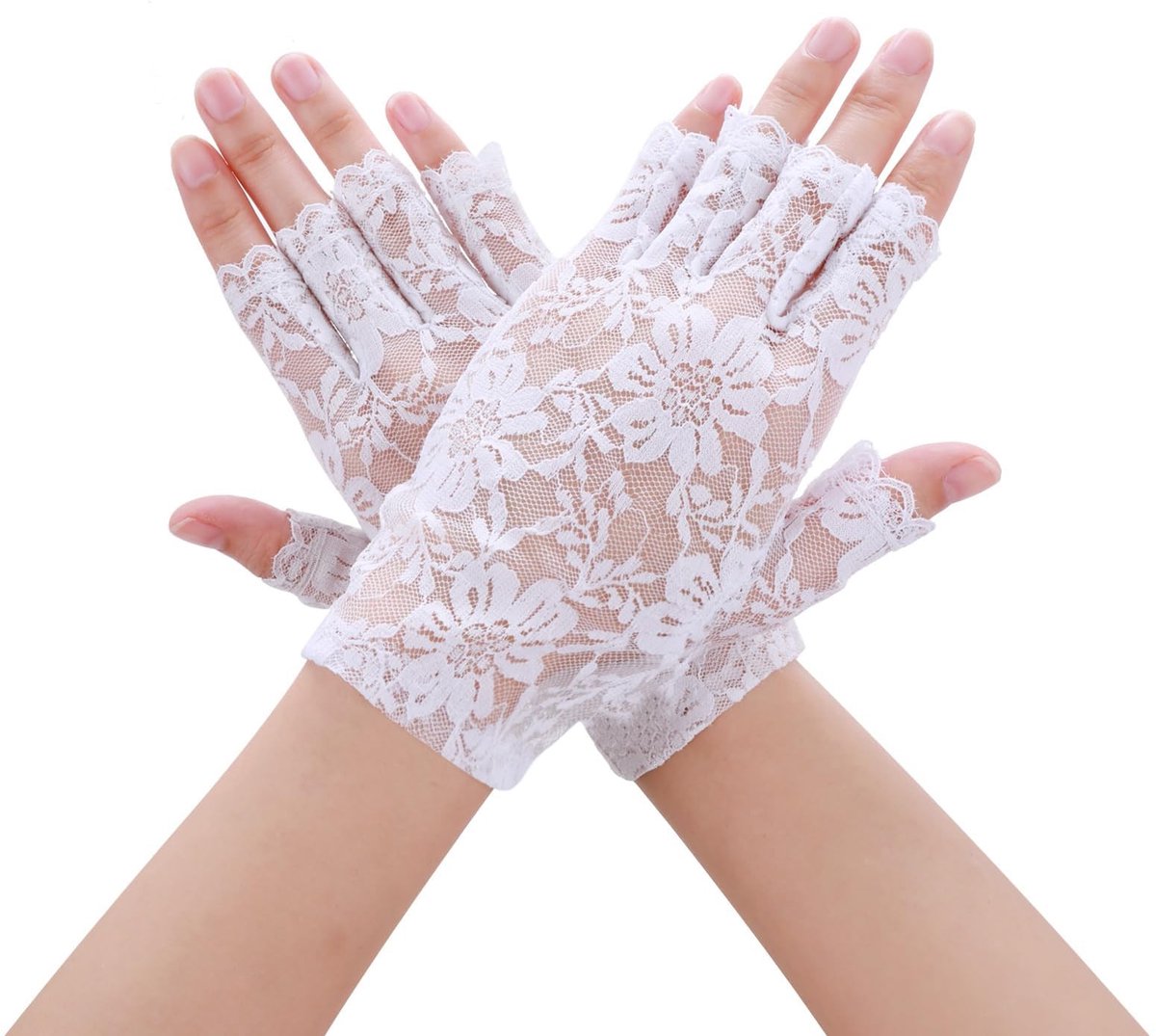 Dailygoods- Vingerloze Handschoenen - Kanten Afwerking - Dames/Meisjes - Zachte Stof - Comfortabel - UV-Bescherming
